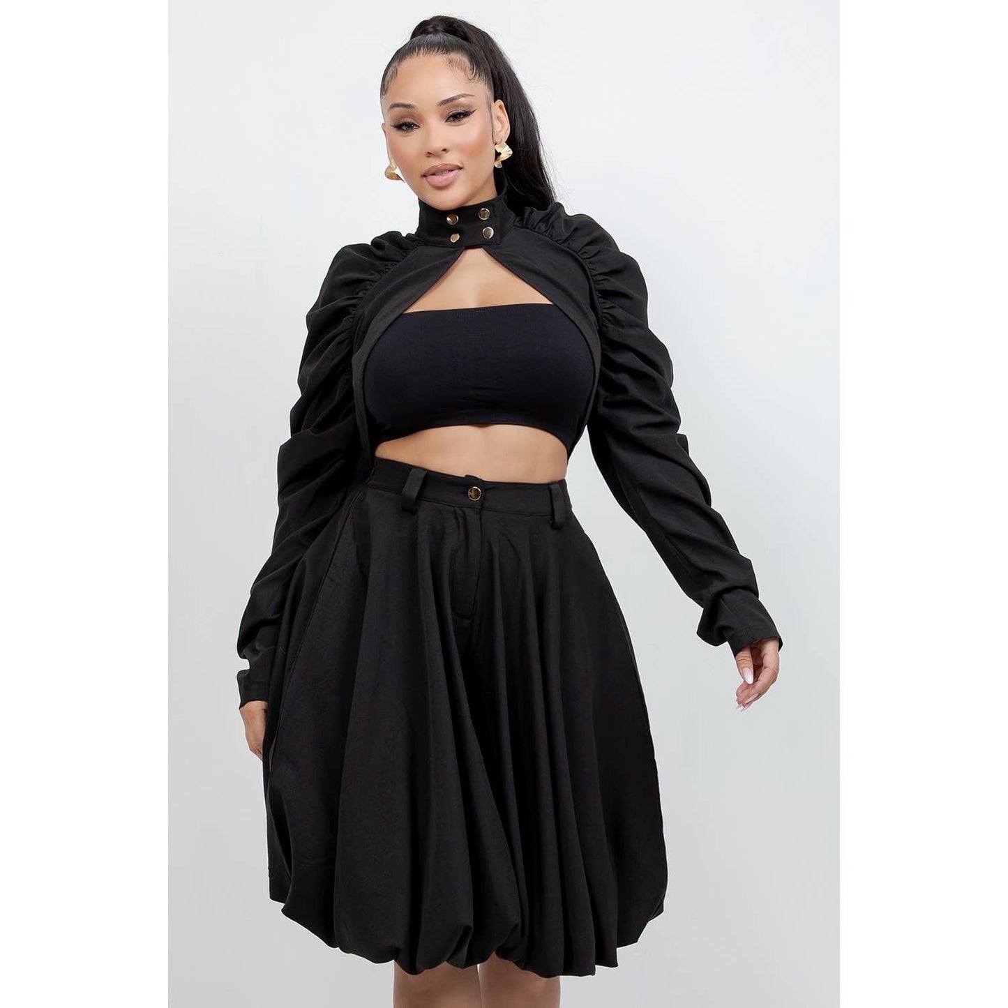 LONG SLEEVE  BOLERO JACKET WITH BUBBLE STYLE SKIRT SET