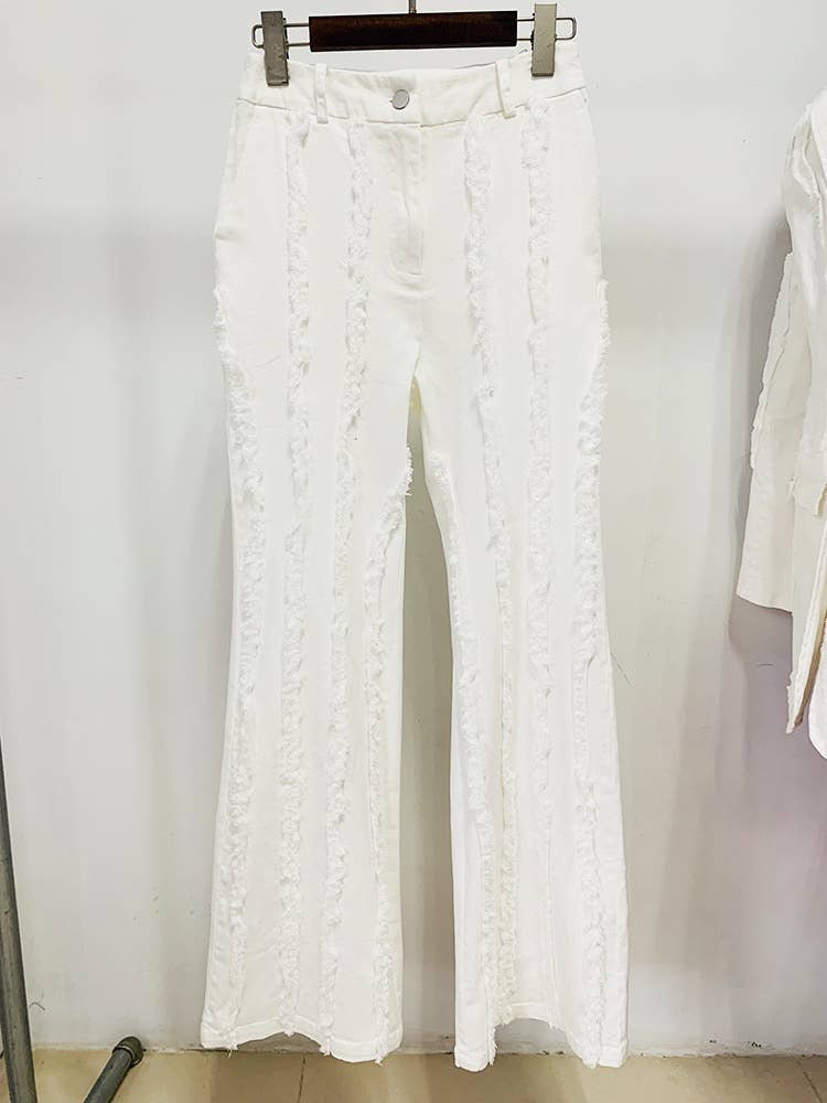 Avant-Garde Fringed Denim Ensemble