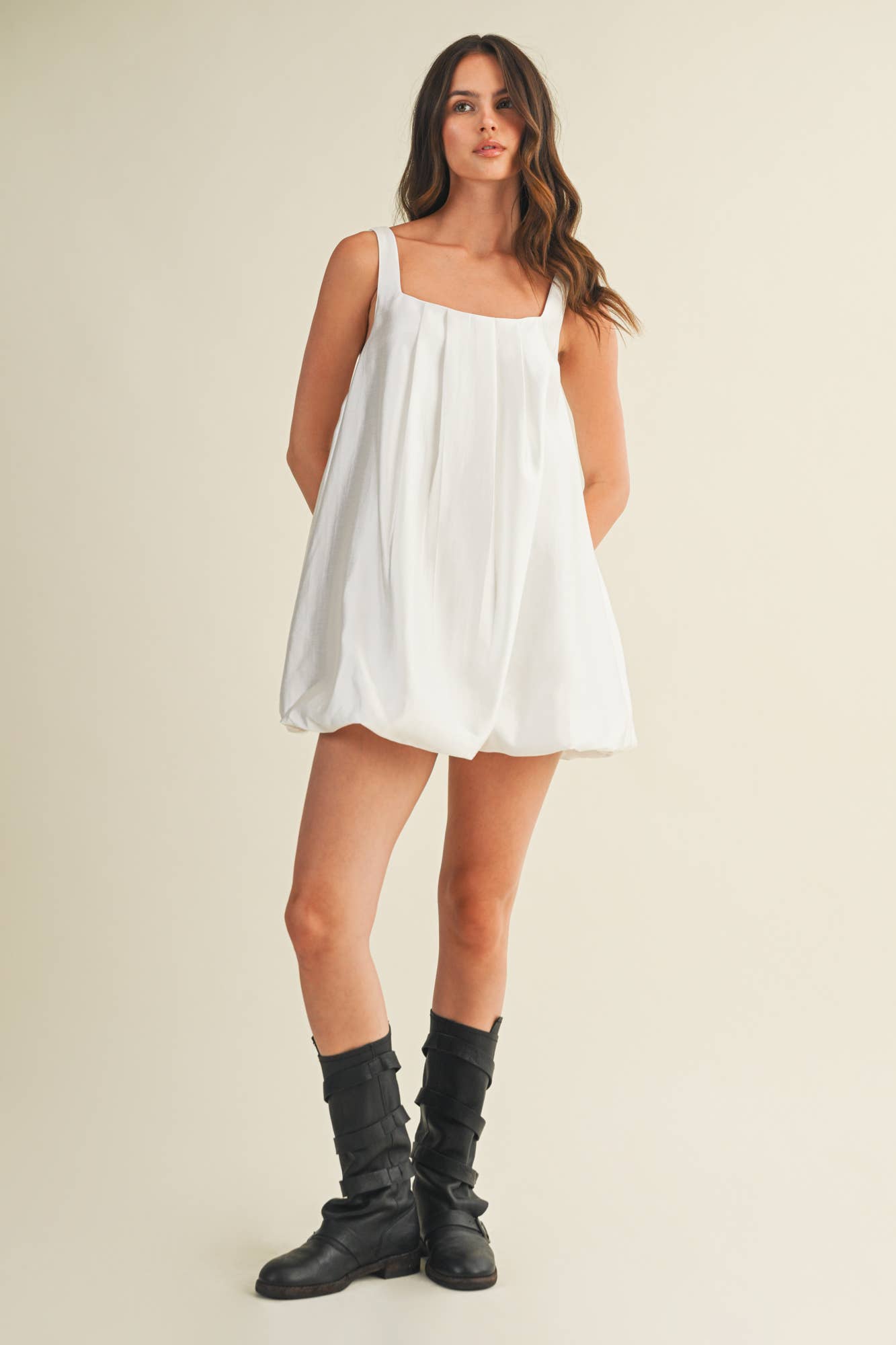 SLEEVELESS BUBBLE HEM DRESS