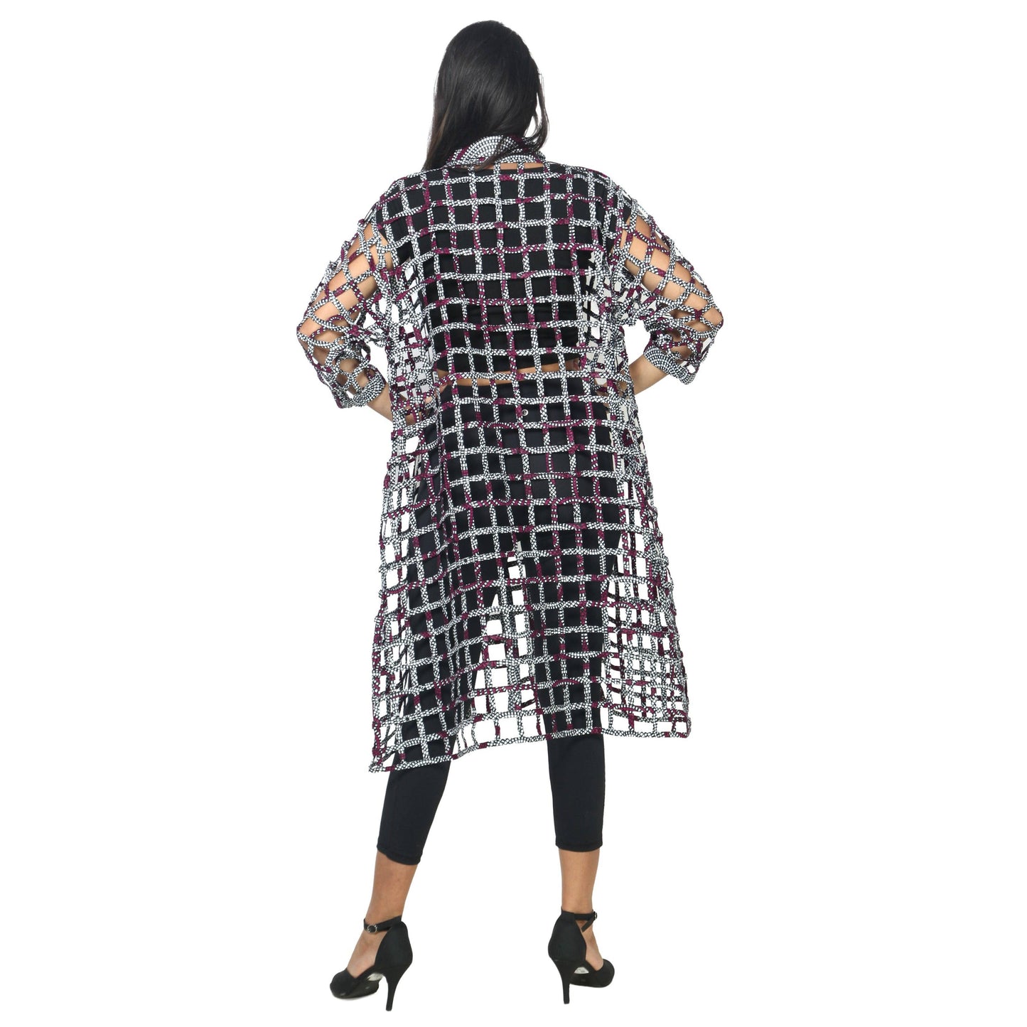Women's Collared Cage Long Button Shirt -- FI-ST129