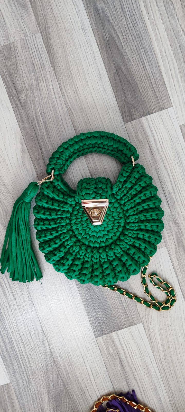 Green Round Mussel  Crochet Handmade for Women