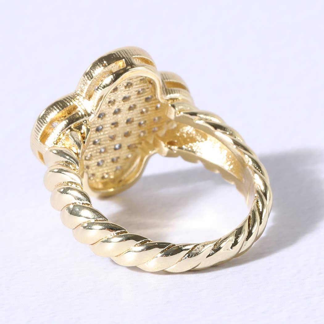 Clover Cable Band Cubic Zirconia Rings