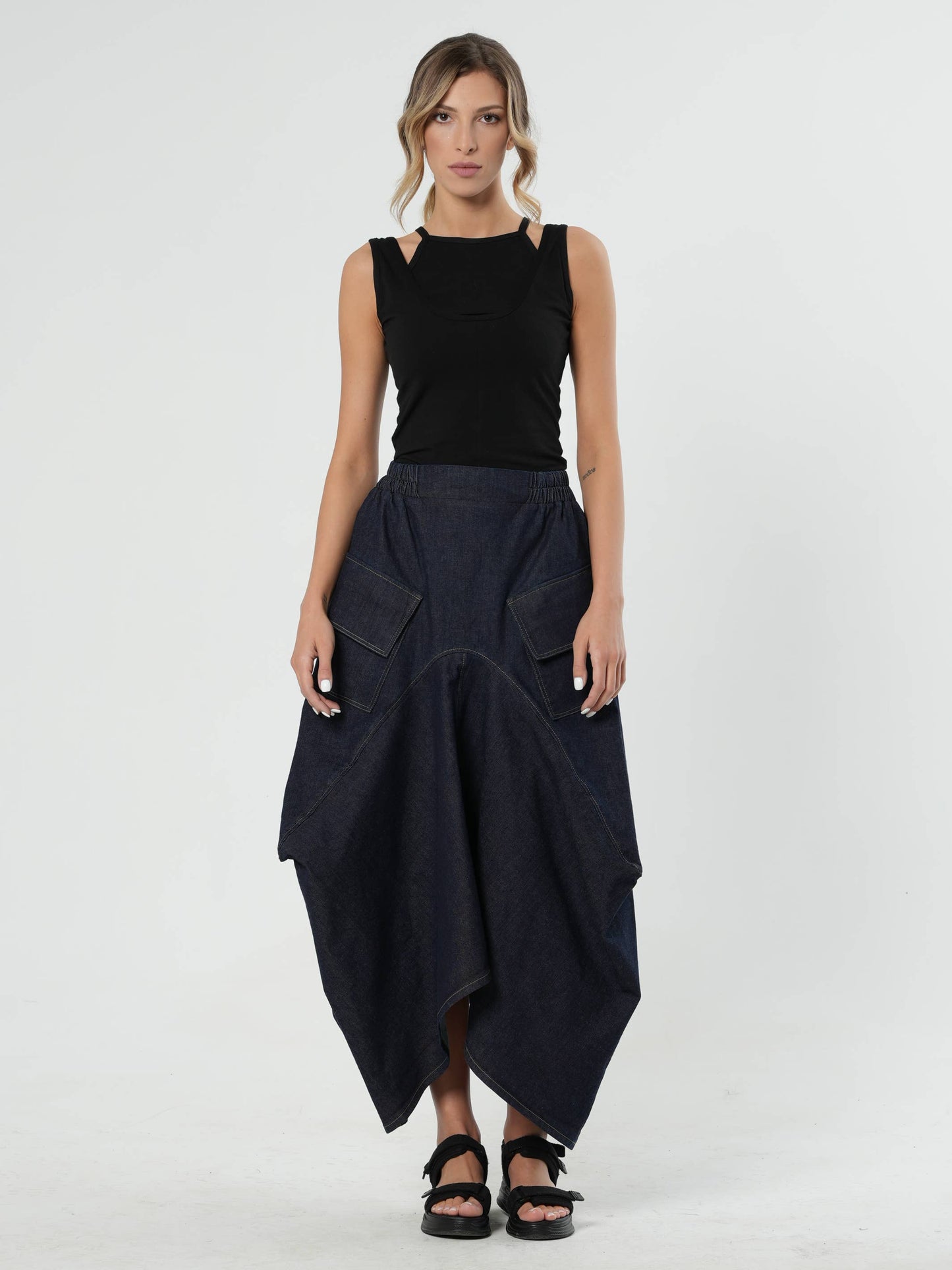 Denim Asymmetrical Skirt (pre-order)