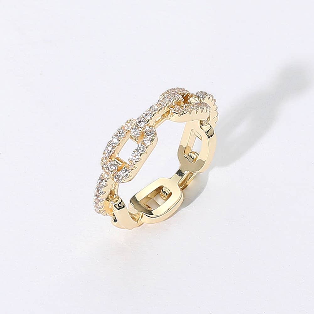 CZ Stone Paved Chain Link Ring