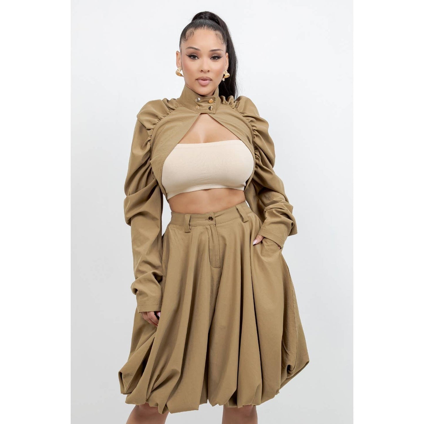LONG SLEEVE  BOLERO JACKET WITH BUBBLE STYLE SKIRT SET