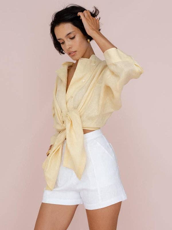 Casual Long Sleeve Split Notch Collar Blouse
