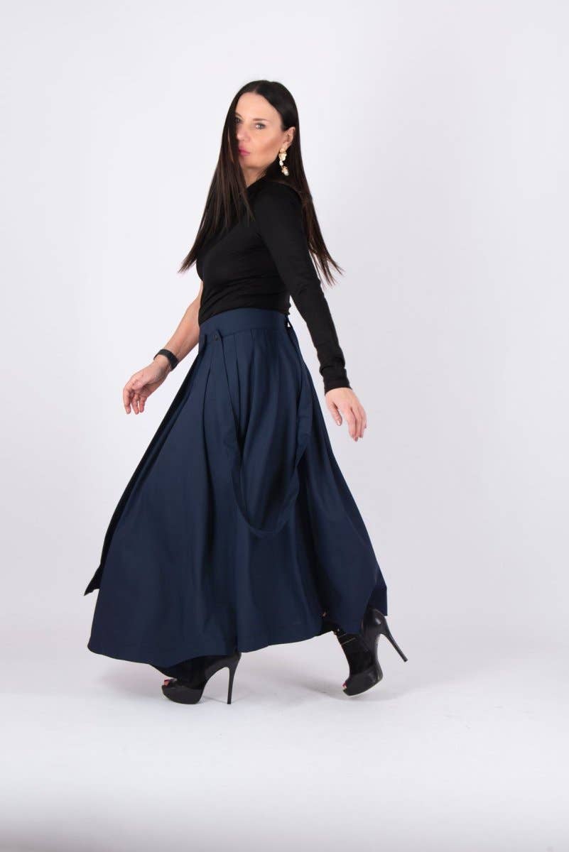 Dark Blue Long Skirt - Zefira