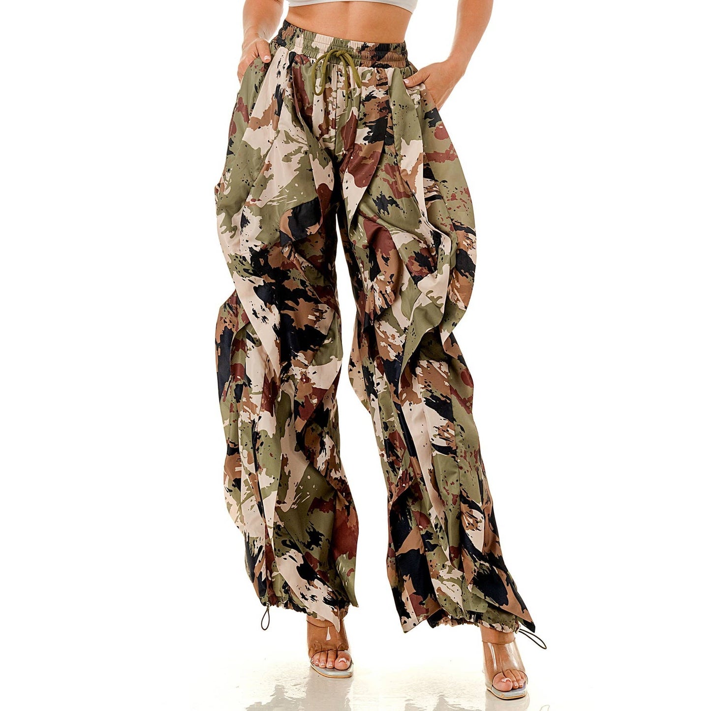 Oversized Wide Leg Ruffle Jogger Pants