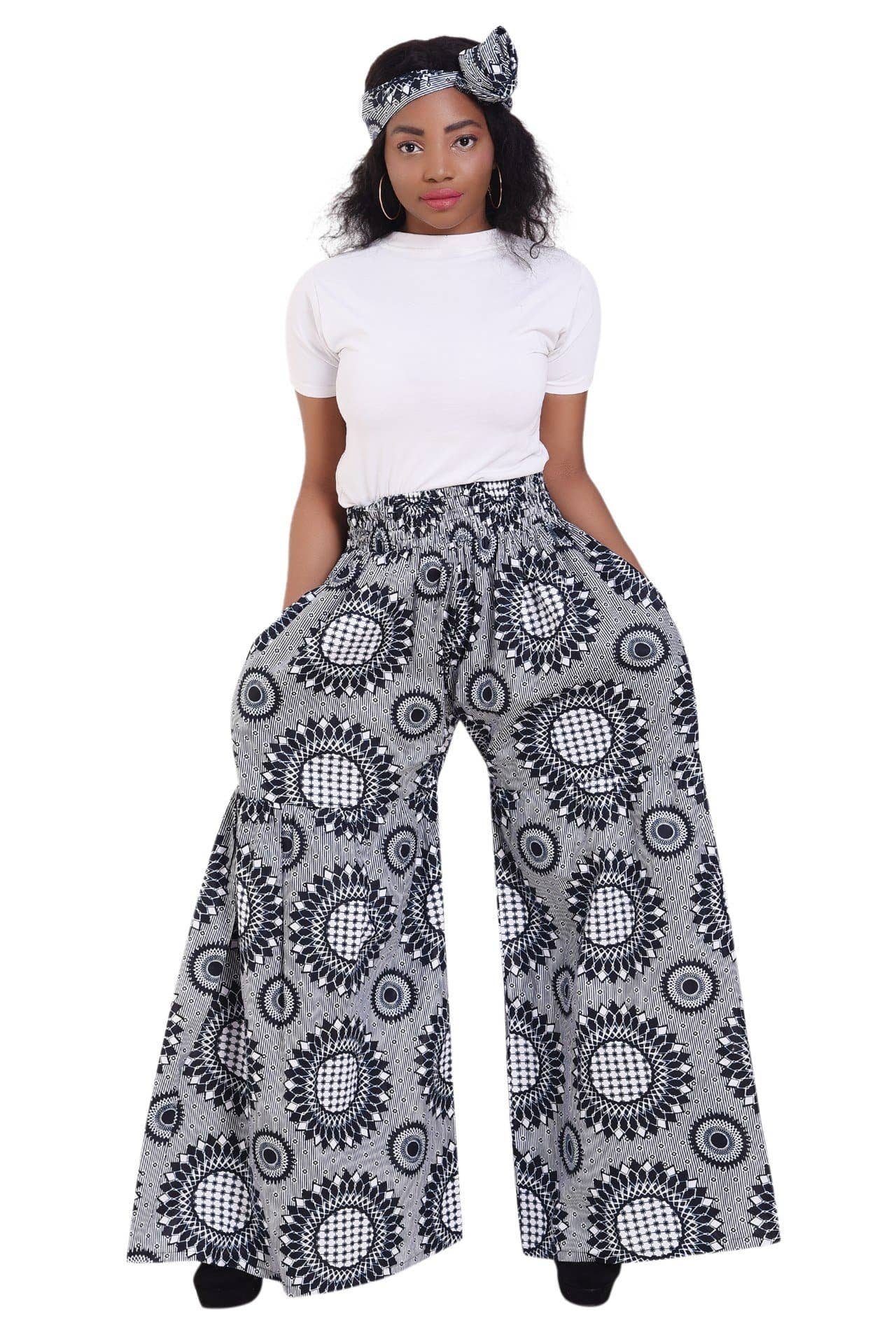 Wide Leg Ankara Print Trousers 2251
