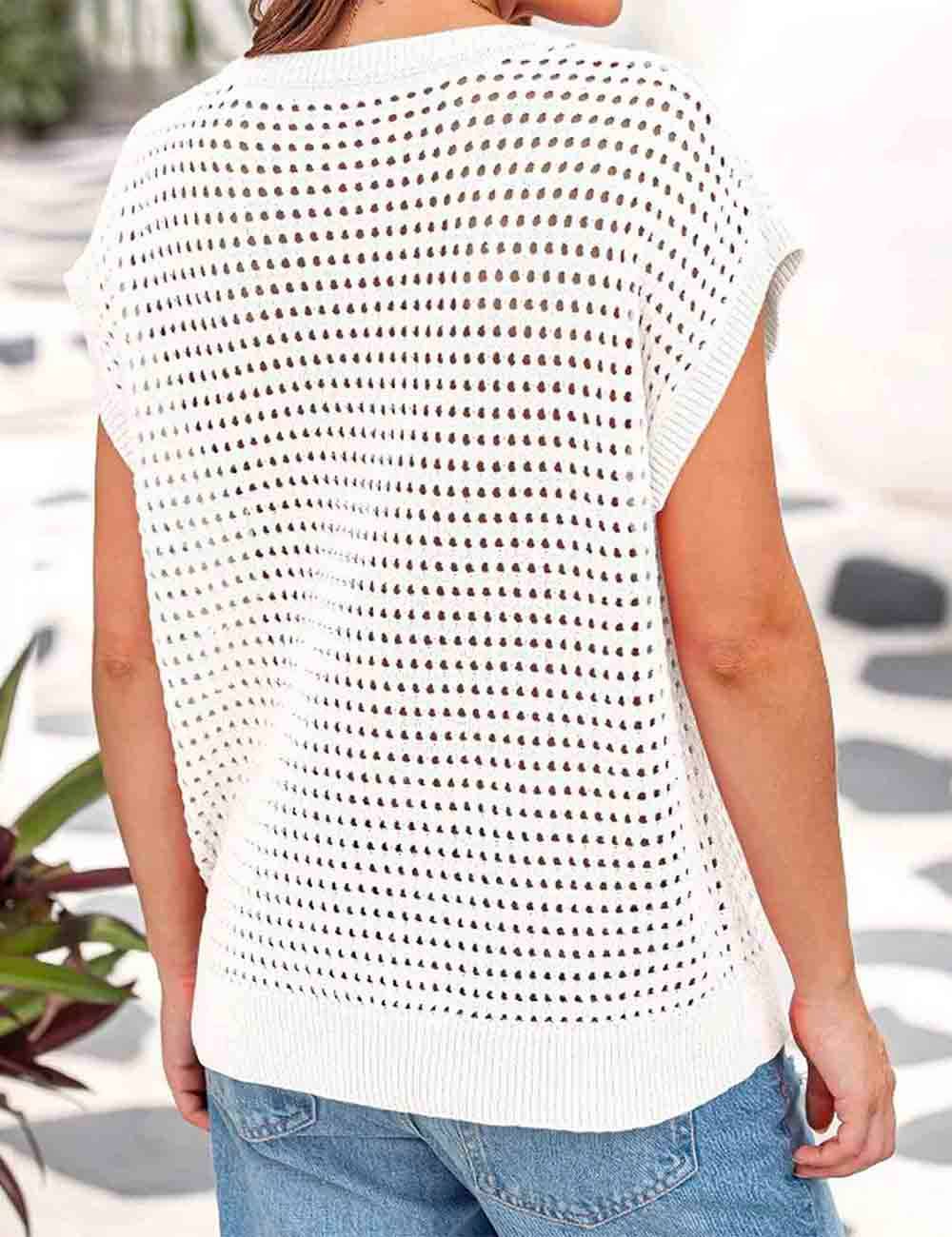 Sleeveless Hollow Out Knit Vest