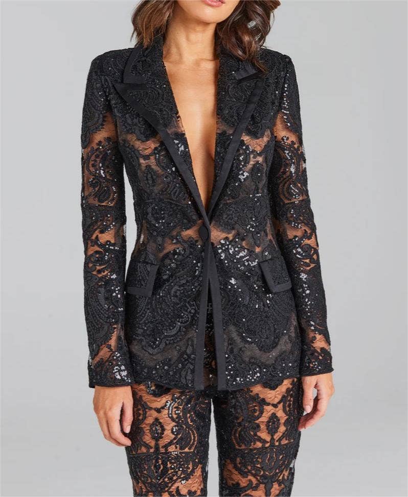Glam Sequin Lace Suit: Business Meets Style