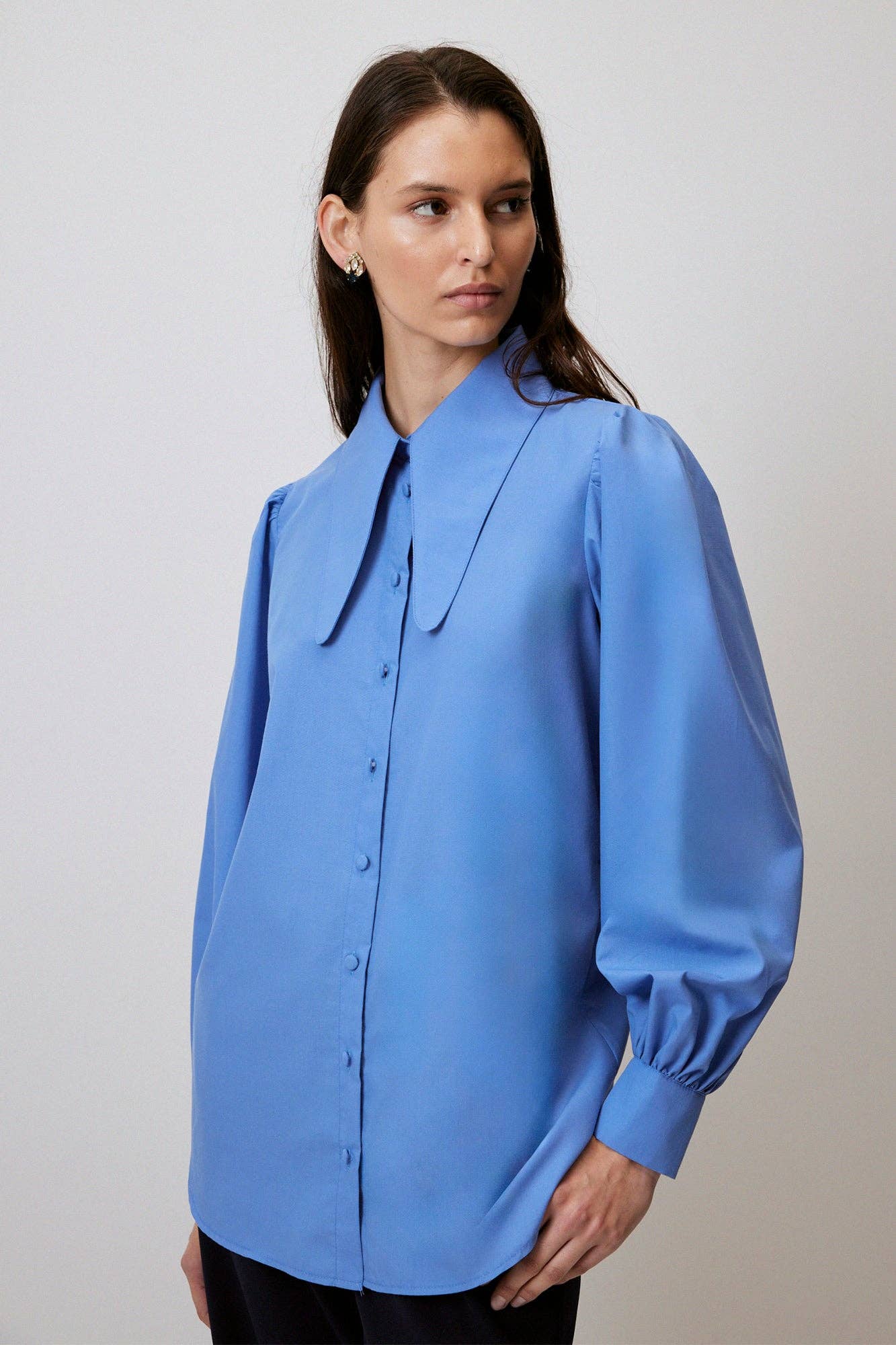 COTTON SHIRT WITH COLLAR DETAIL