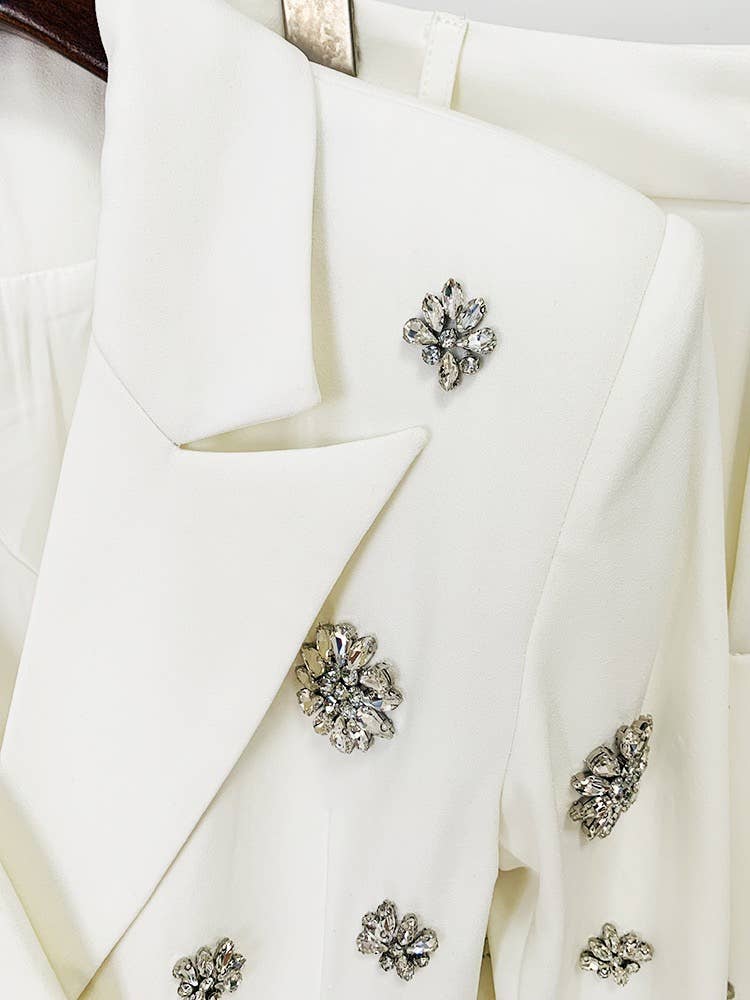 Diamond Beaded Suit Jacket & Flared Trousers Set