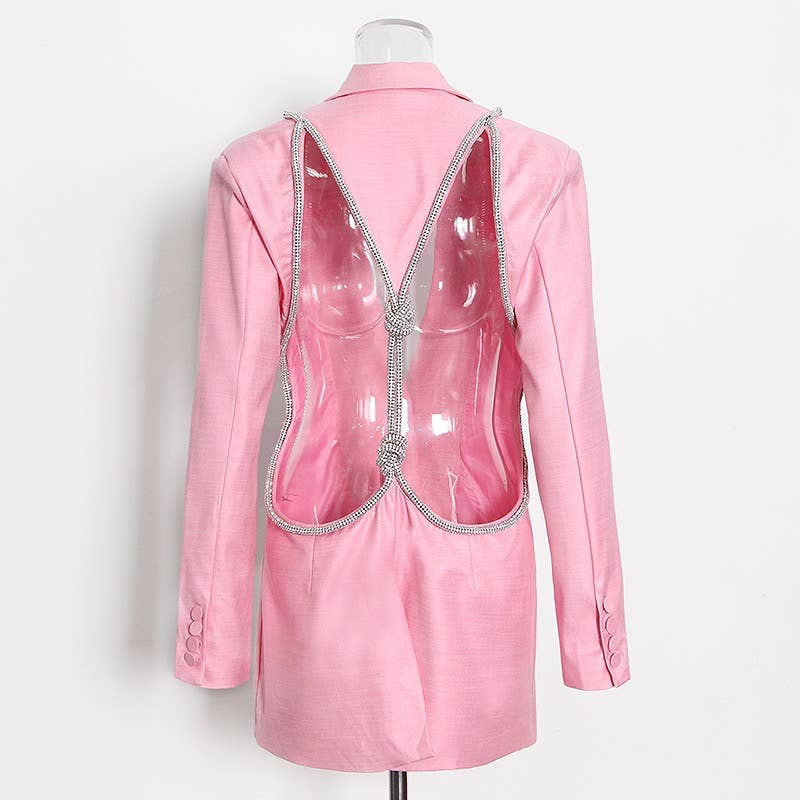 Backless Diamond Suit Jacket - Versatile & Sexy