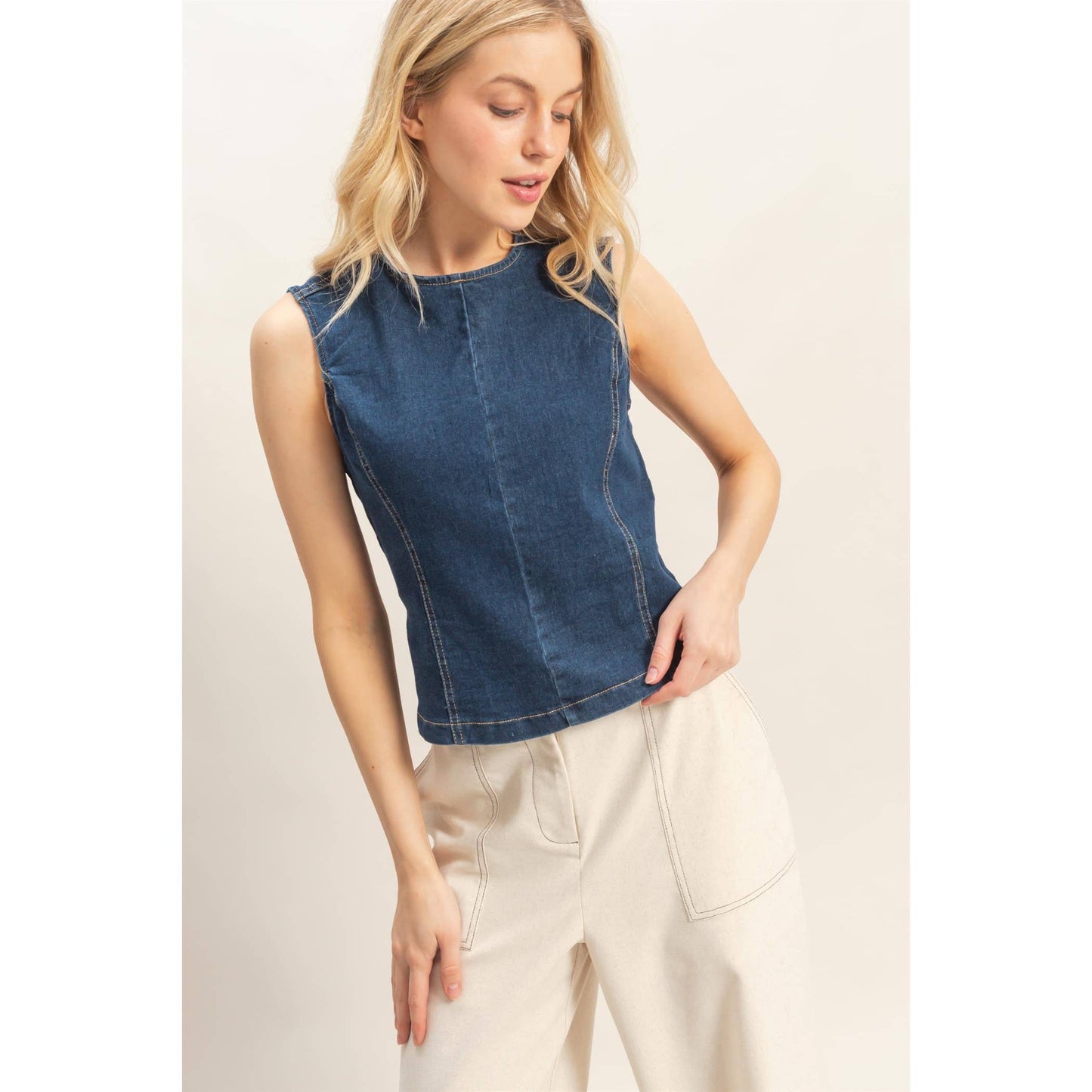 Sleeveless Denim Top