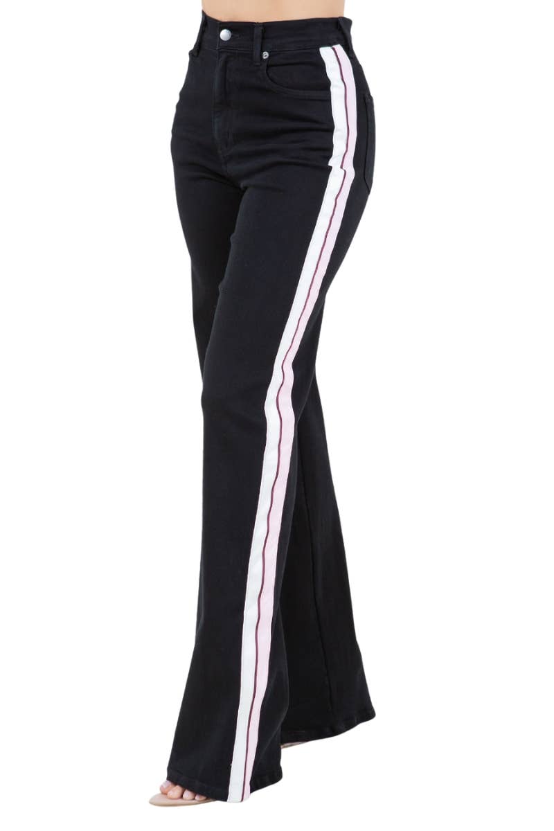 Striped Wide Leg Jean in Blue