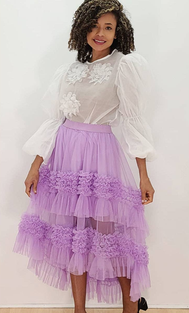 Sheer High-low Tulle Skirt