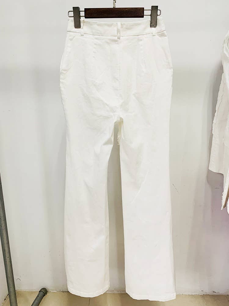 Avant-Garde Fringed Denim Ensemble