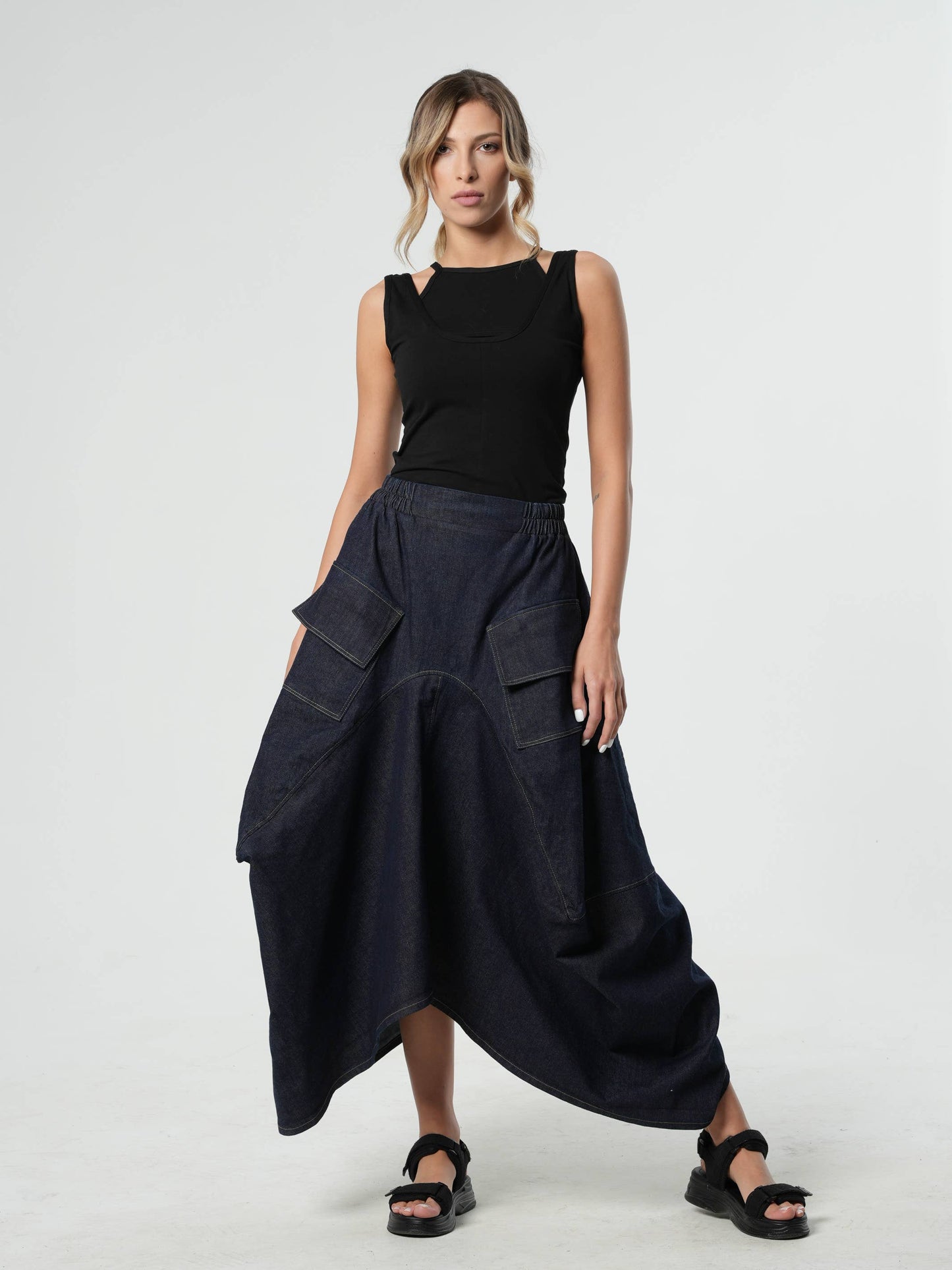 Denim Asymmetrical Skirt (pre-order)