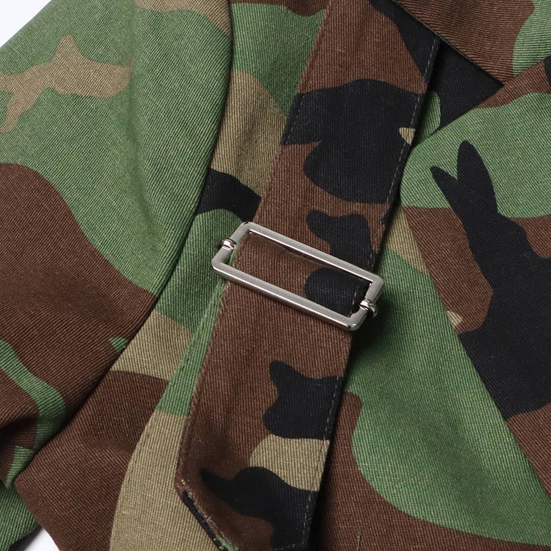 Camouflage Belted Blazer with Military Accents