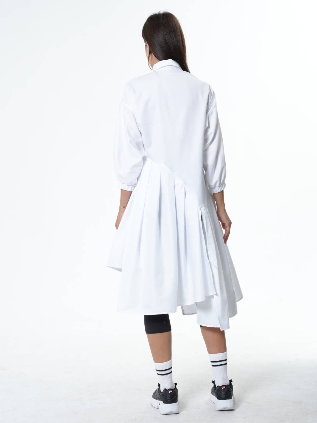 Asymmetric Cotton Tunic Shirt With ¾ sleeves