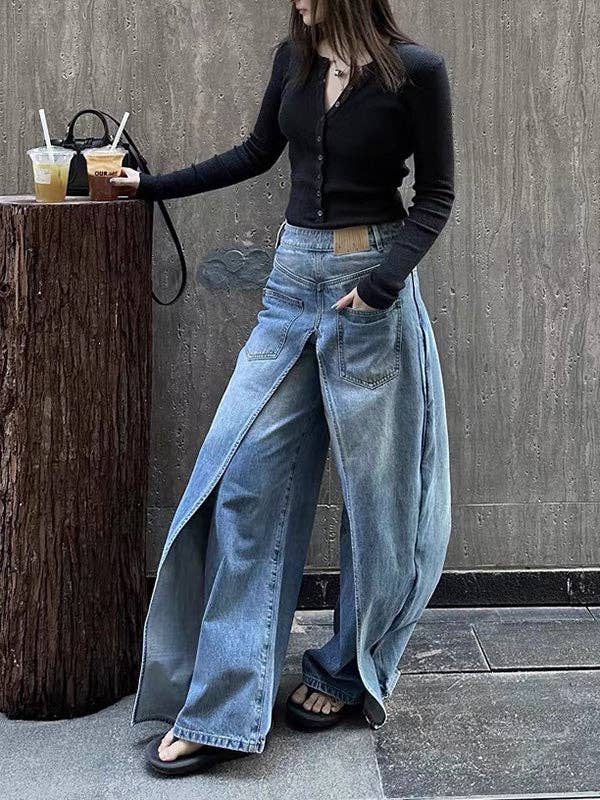 Wide Leg Reversible Jeans - with pockets & two flaps (Pre-order)
