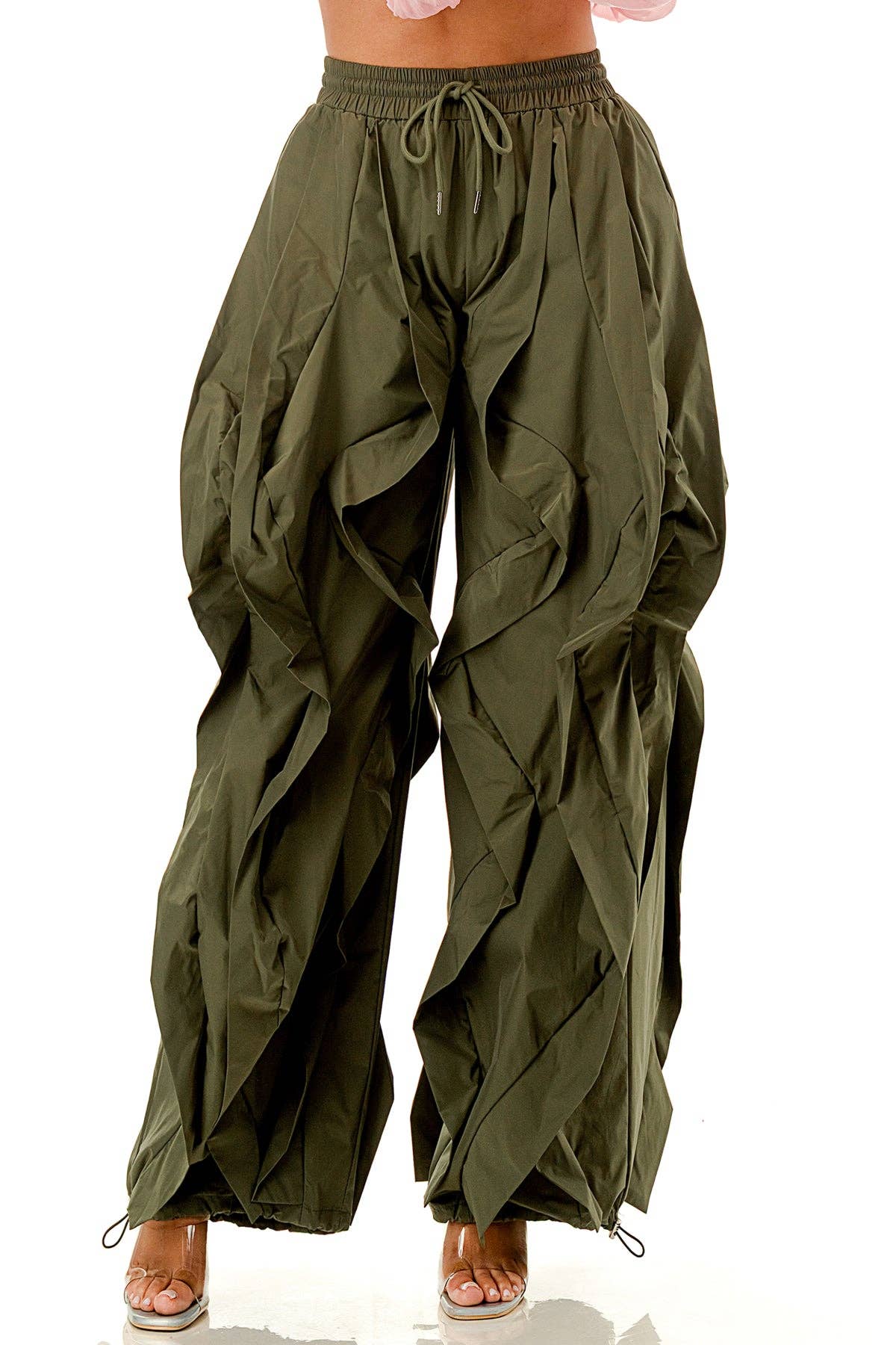 Ruffle Detail Drawstring Pant - Cascade