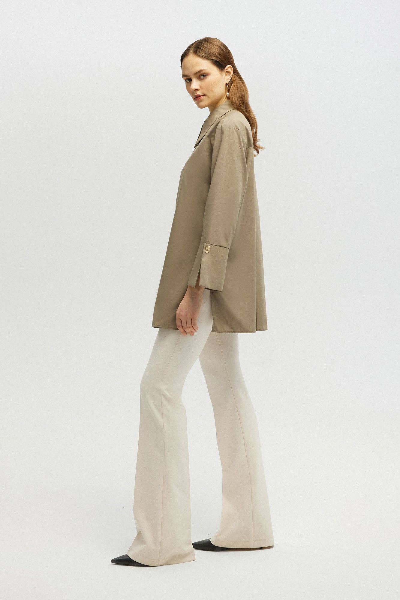 POPLIN SHIRT WITH STATEMENT WIDE CUFF - COTTON BLEND