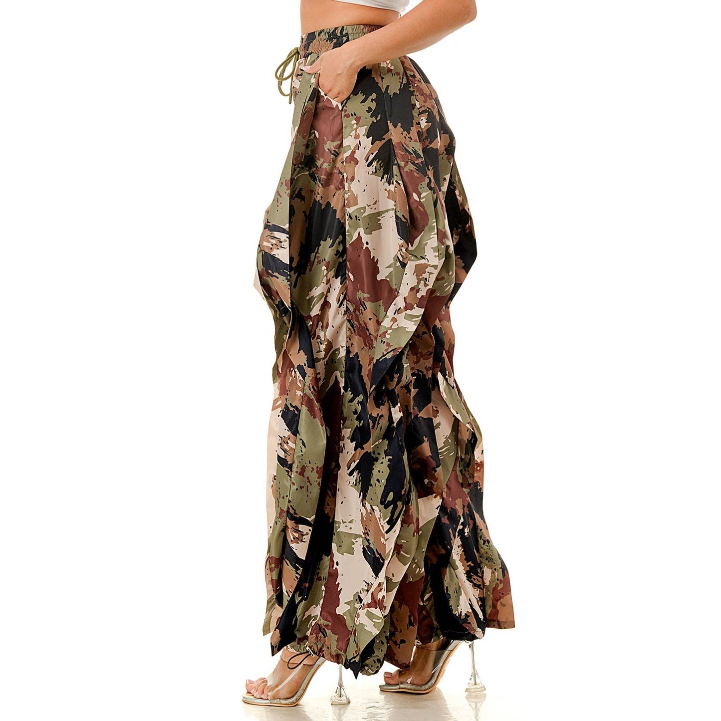 Oversized Wide Leg Ruffle Jogger Pants