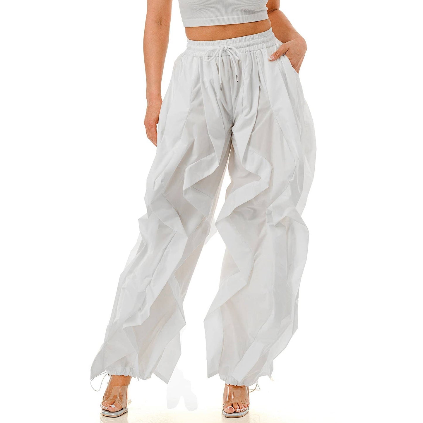 Oversized Wide Leg Ruffle Jogger Pants