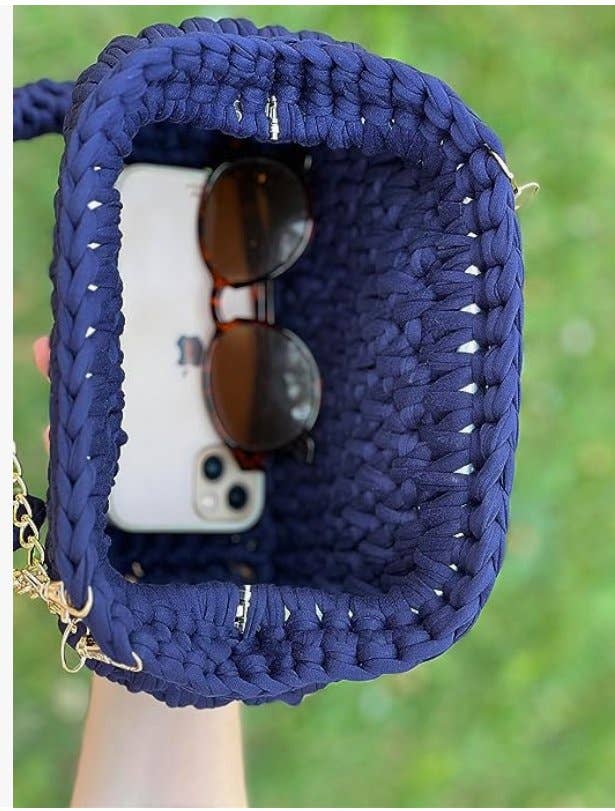 Evening Straw Rope Clutch - Handmade Crochet Crossbody Purse