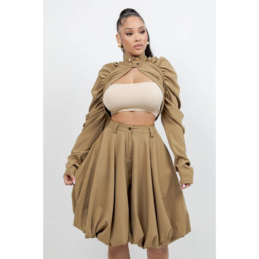 LONG SLEEVE  BOLERO JACKET WITH BUBBLE STYLE SKIRT SET
