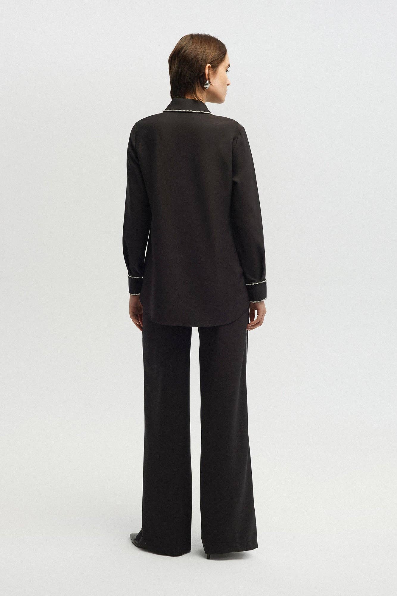 STONE EMBELLISHED CREPE SHIRT