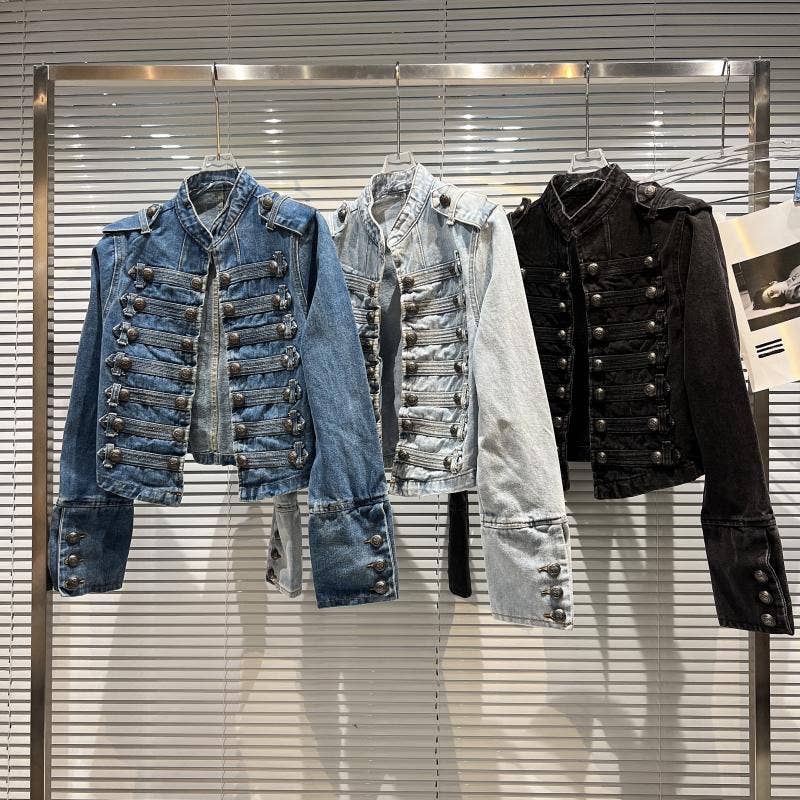 Button Denim Jacket - Classic Metal Detail