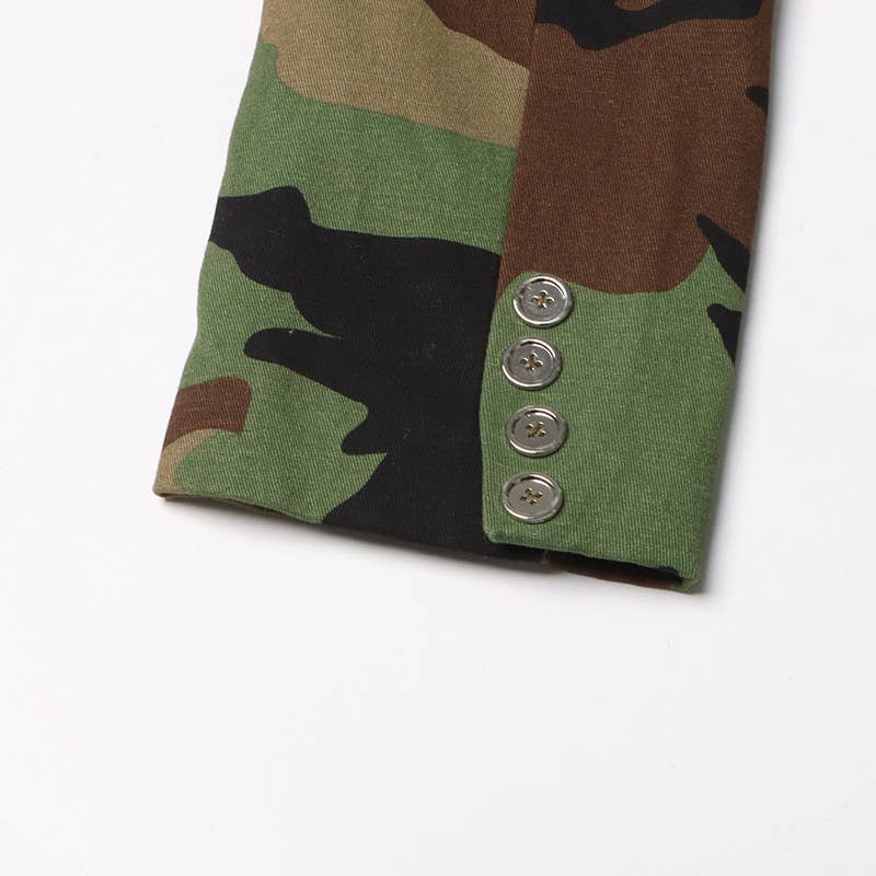 Camouflage Belted Blazer with Military Accents
