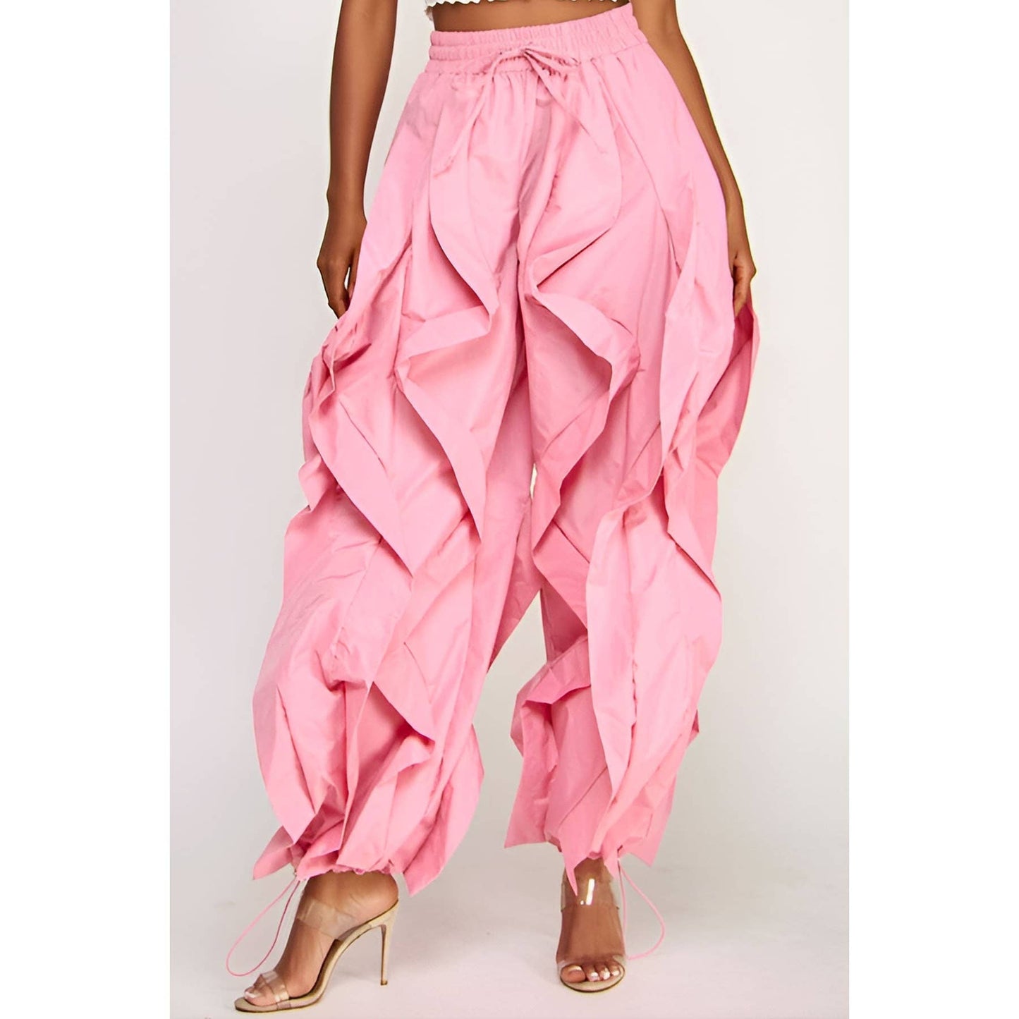 Oversized Wide Leg Ruffle Jogger Pants