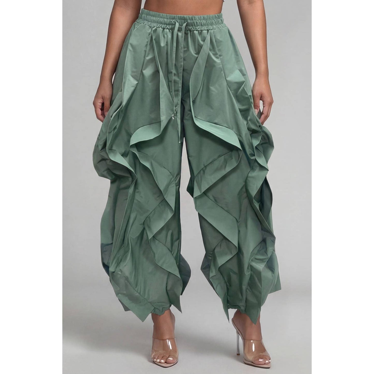 Oversized Wide Leg Ruffle Jogger Pants