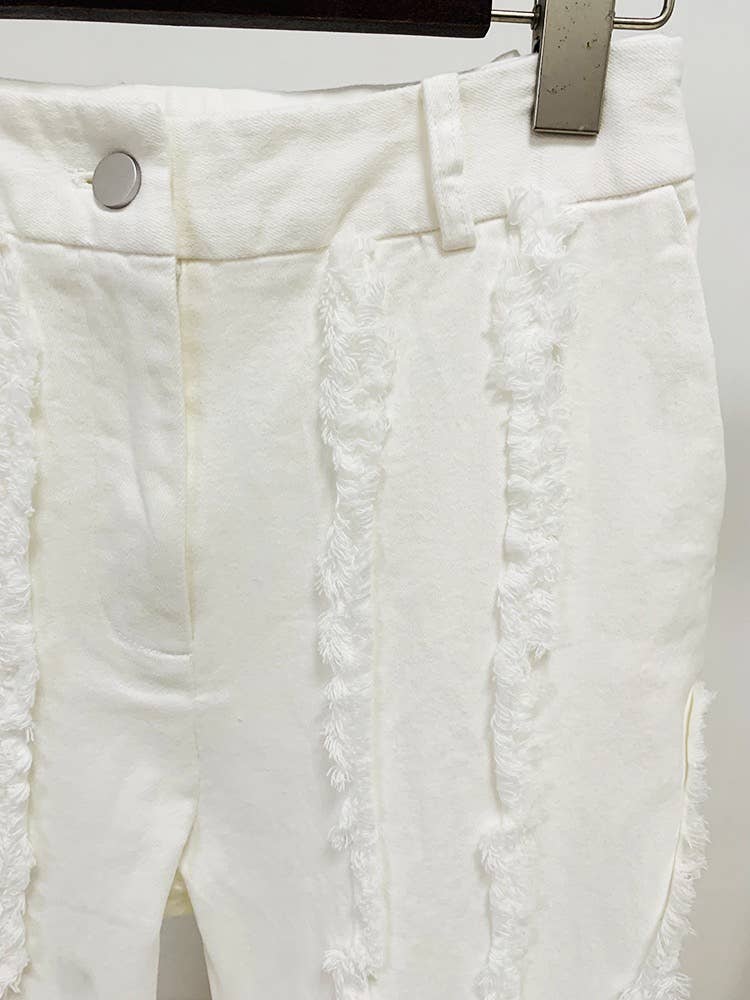 Avant-Garde Fringed Denim Ensemble