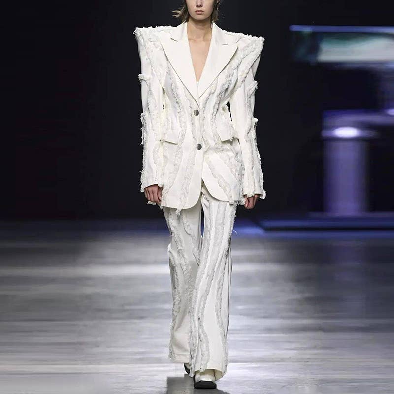 Avant-Garde Fringed Denim Ensemble