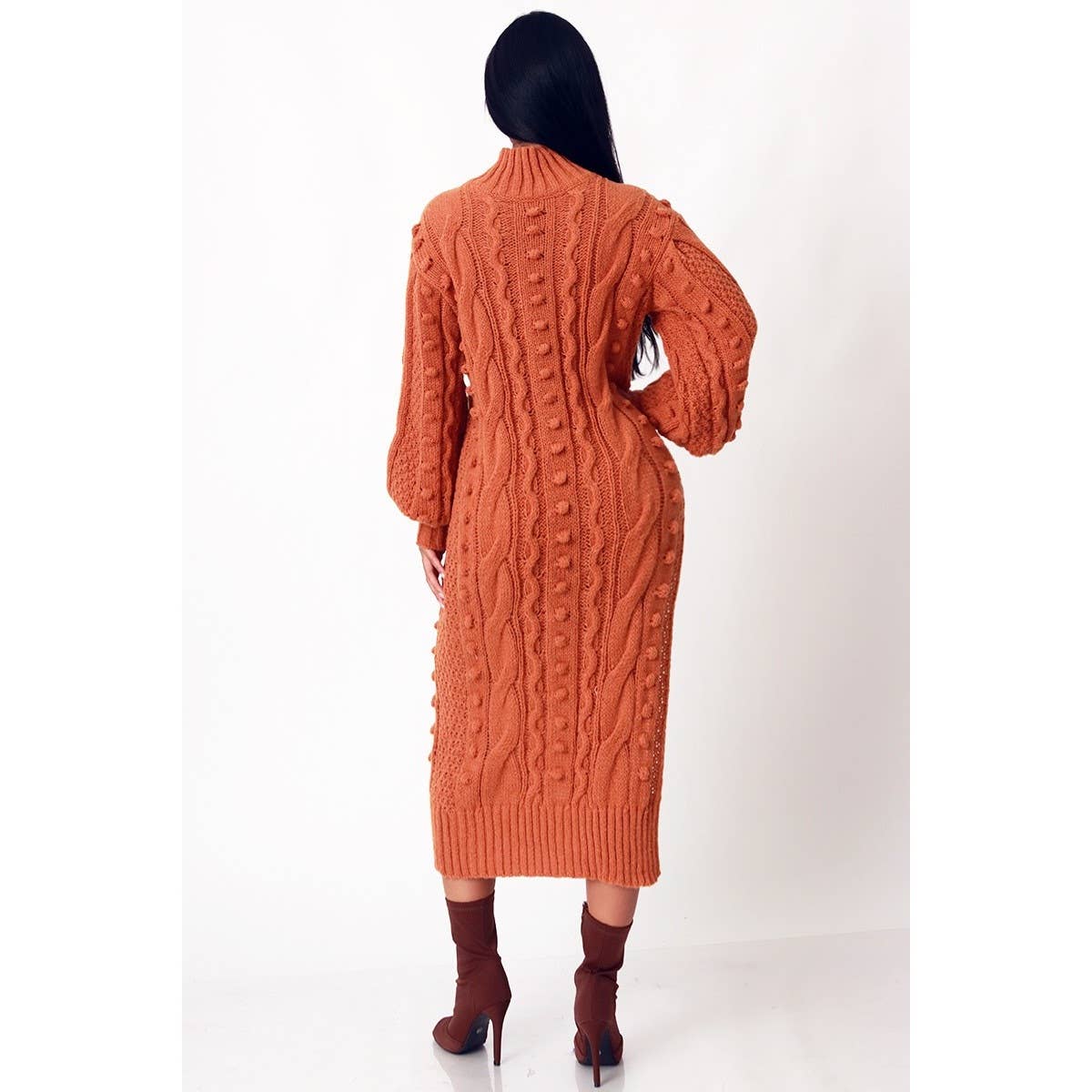 CABLE CHARM TURTLENECK MIDI DRESS