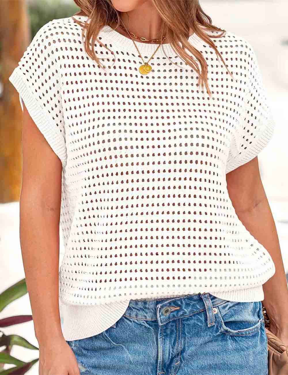 Sleeveless Hollow Out Knit Vest