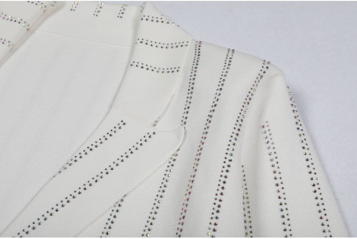 Striped Knit Diamond Suit Jacket & Pants Set for Women