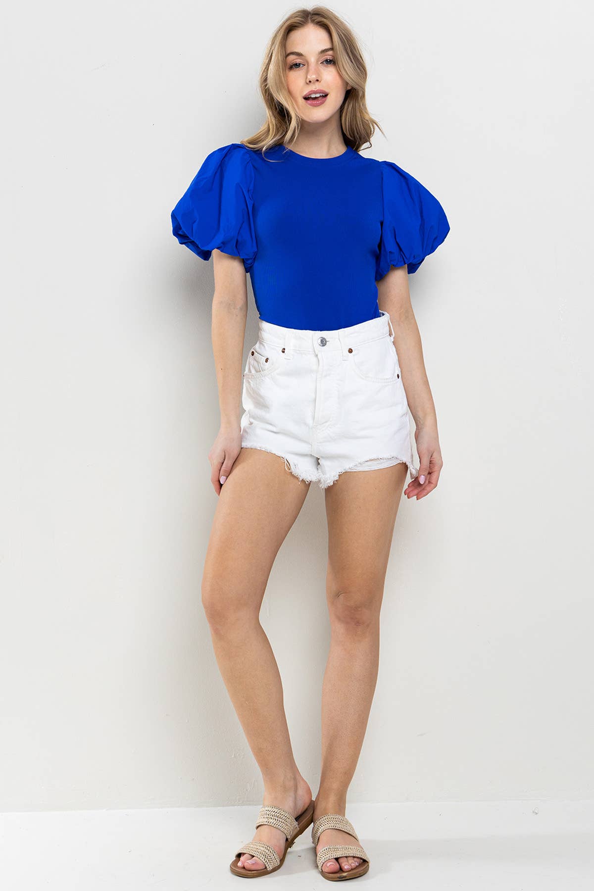 Solid Big Puff Sleeve Bodysuit / BC60750SA