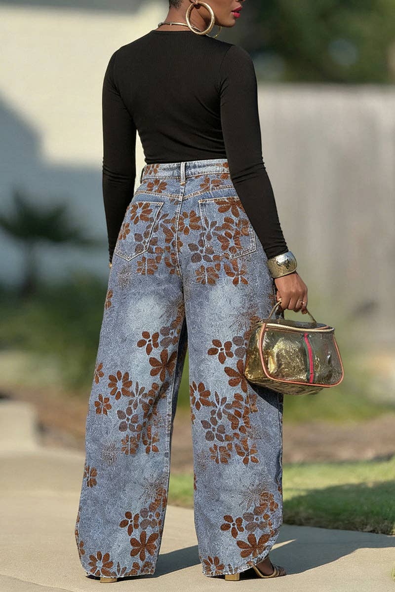 Floral Barrel Jeans
