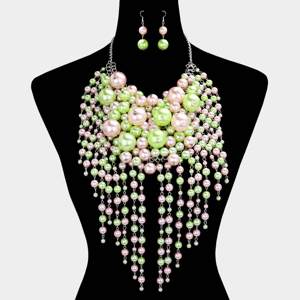 Pearl Cluster Statement Necklace