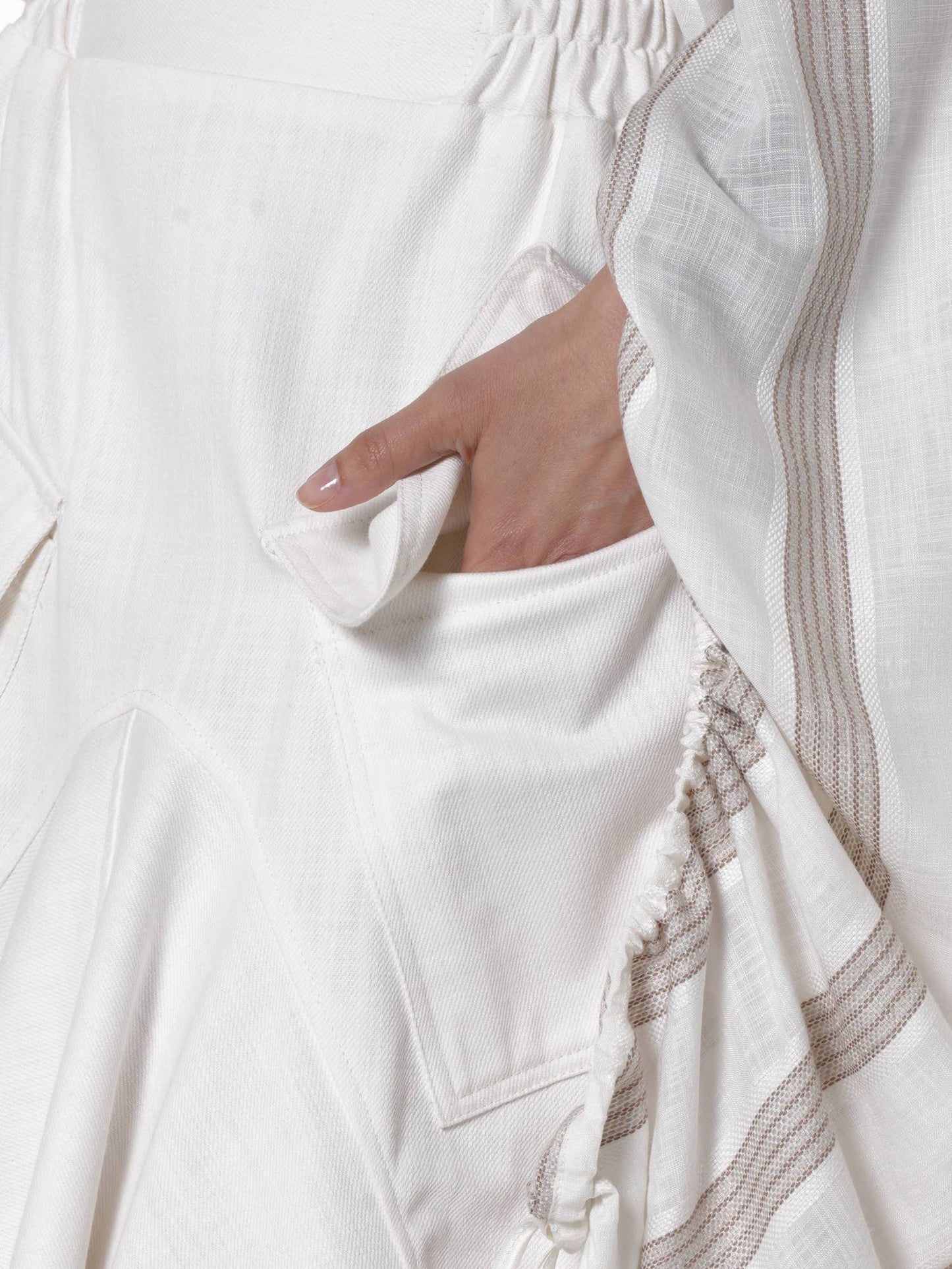 Asymmetrical Long Denim Skirt In White