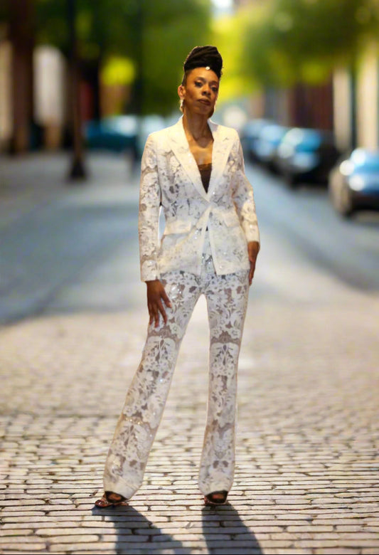 Glam Sequin Lace Suit: Business Meets Style