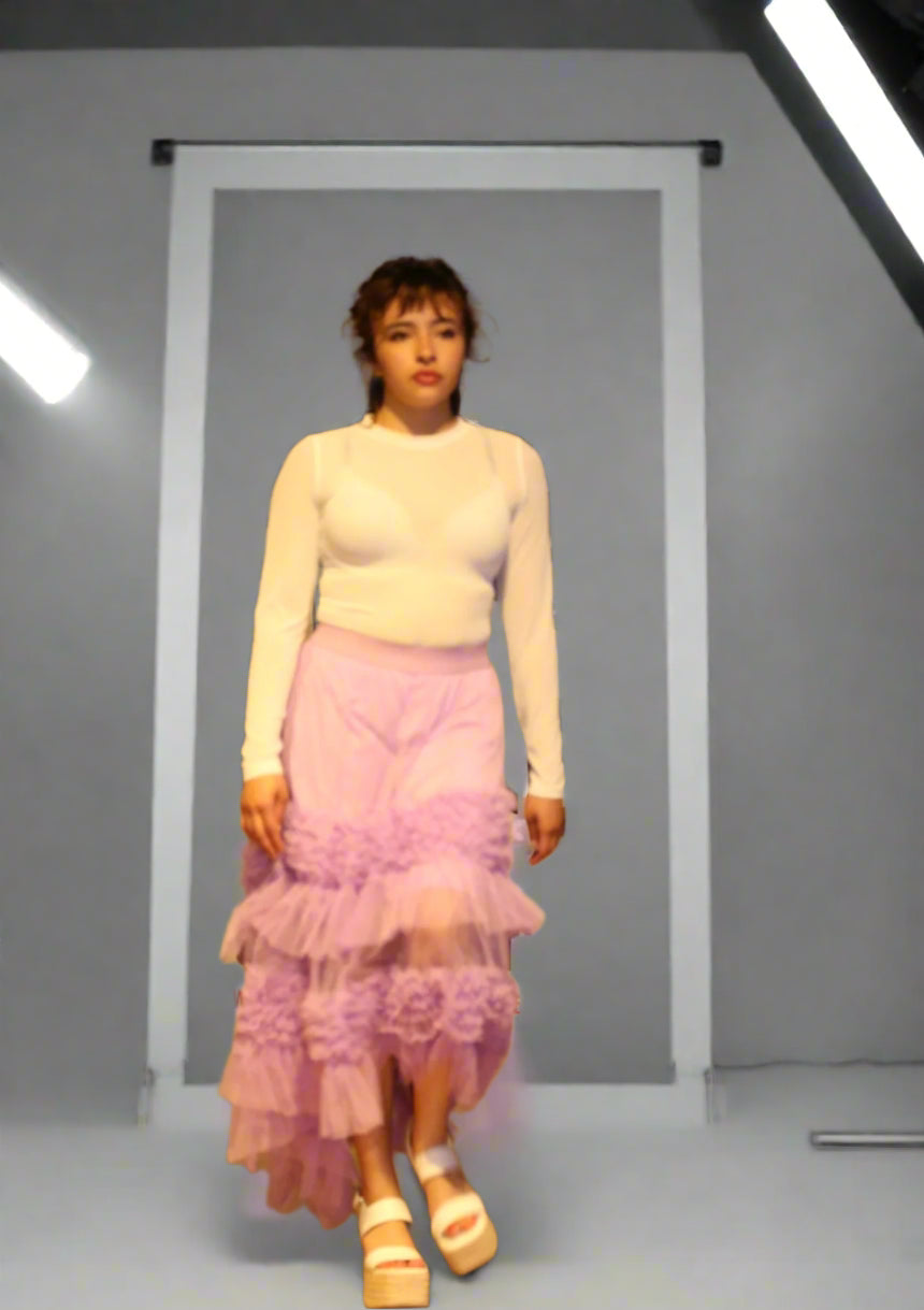 Sheer High-low Tulle Skirt