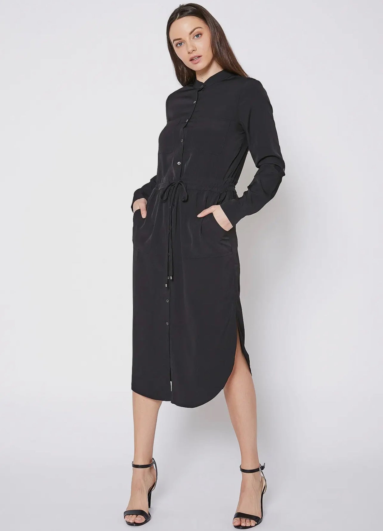 Mock Neck Shirt Dress