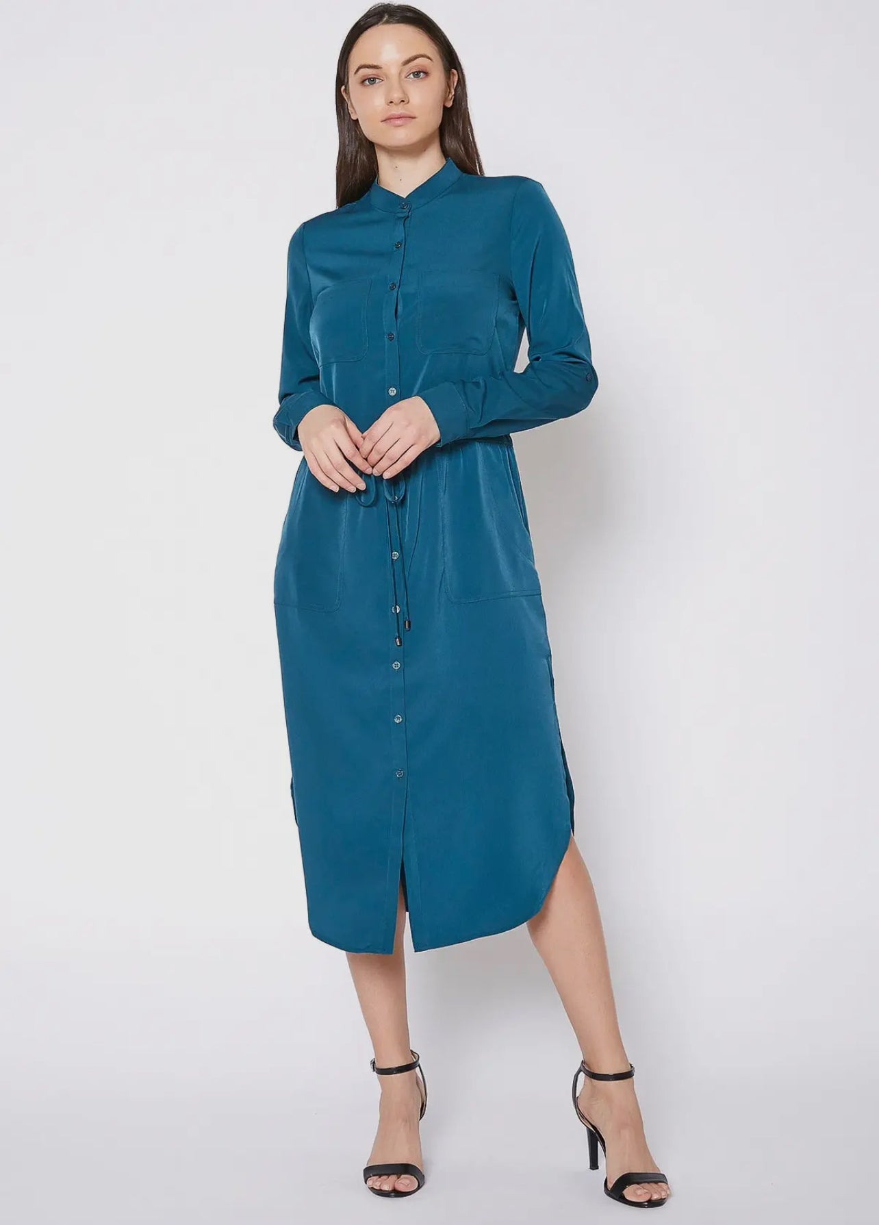Mock Neck Shirt Dress